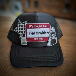 Taylor Swift trucker hat with iron on patches and pin